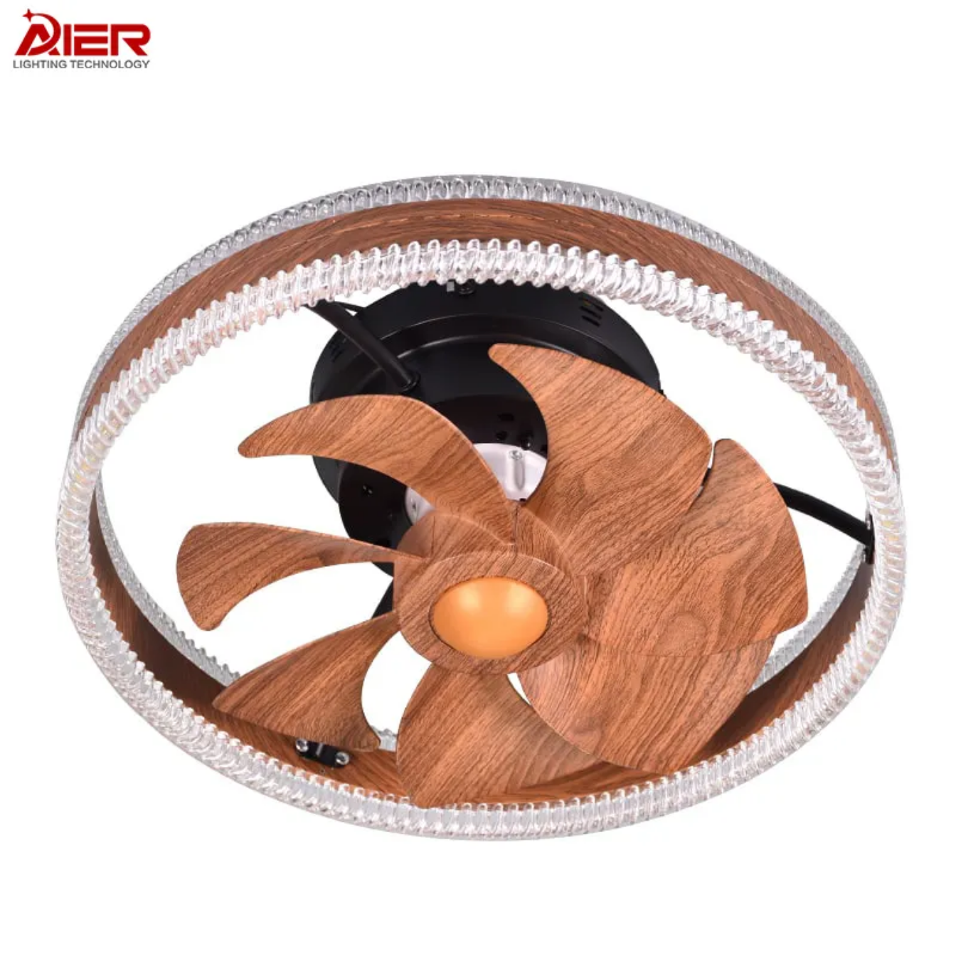 Wood Acrylic ABS All Coppe Ceiling Fan With Light AR-CFL-WD03