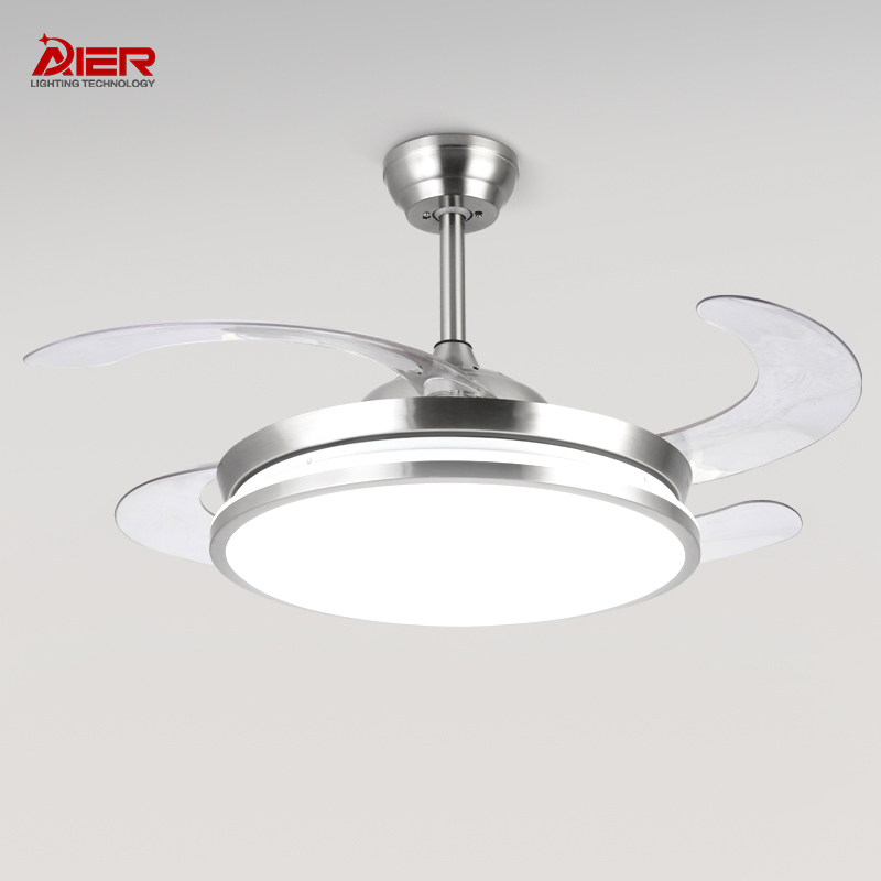 42'' Silver  Modern Pendant Ceiling Fan Lights AR-CFL-R-301-S