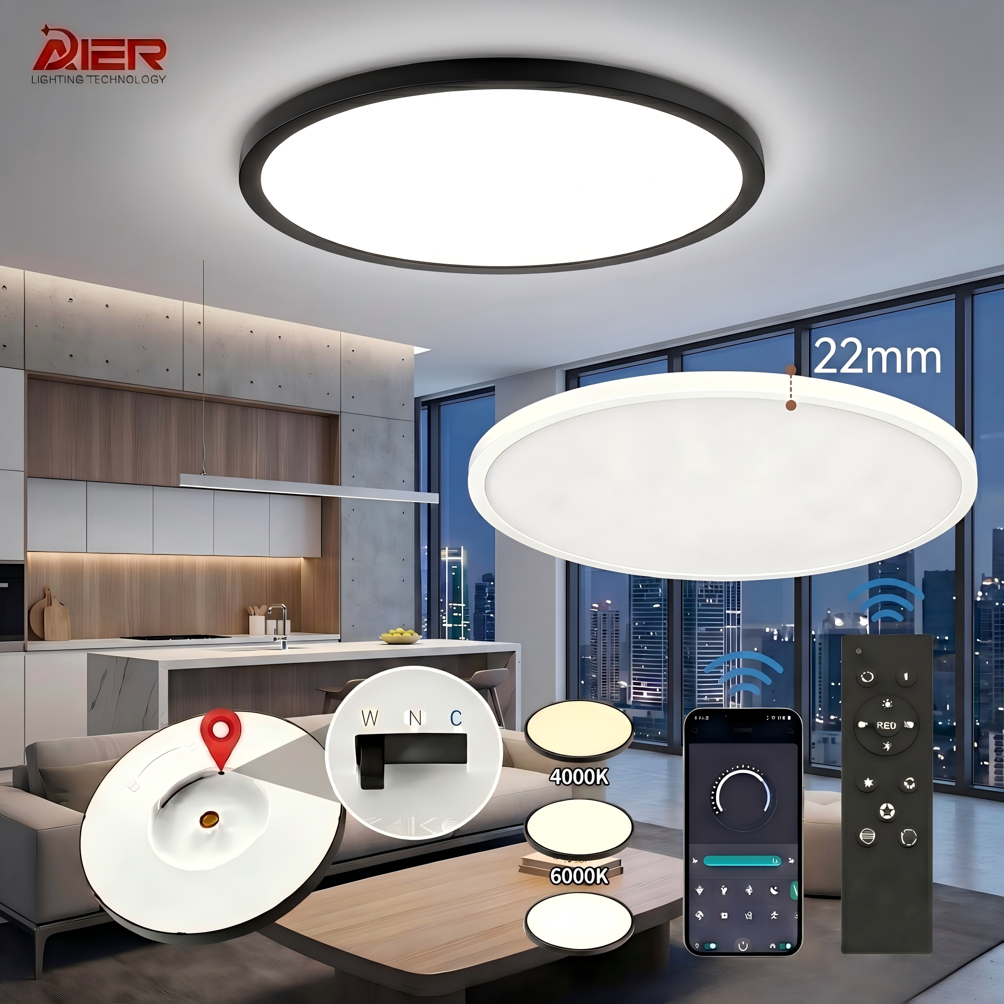 Ultra-thin 22mm Design LED Ceiling Lamp AR-LCL-UT-B-230